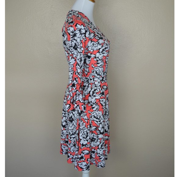 Leota Floral Dress in Coral and Black- EUC - Picture 7 of 8